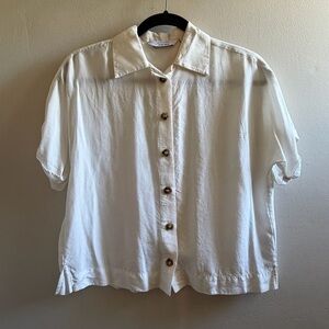 & Other Stories White Short-Sleeve Button-Down Shirt